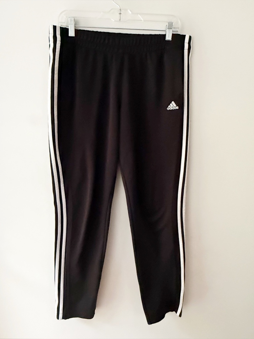 Adidas Women Climalite Logo Track Pants Large Black Zipper Y2K Athleisure Lounge